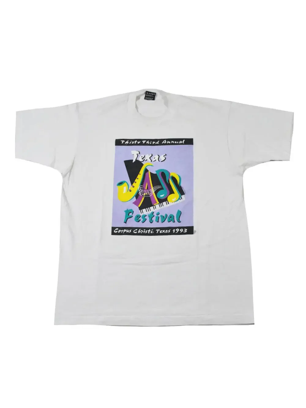 Vintage Texas Jazz Festival 1993 Show Music Band White 90s Shirt Size X-Large